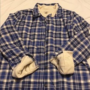 Blue plaid fleece-lined flannel